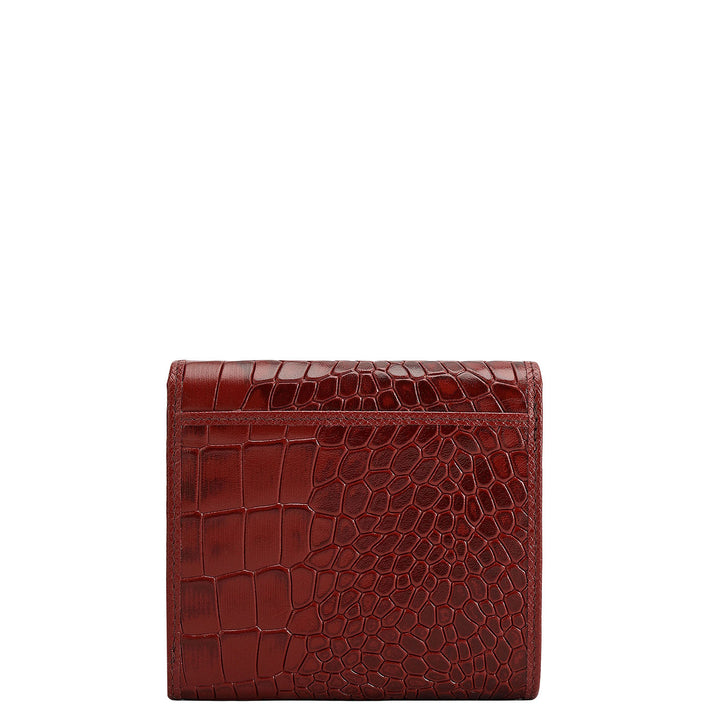 Croco Leather Ladies Wallet - Cherry
