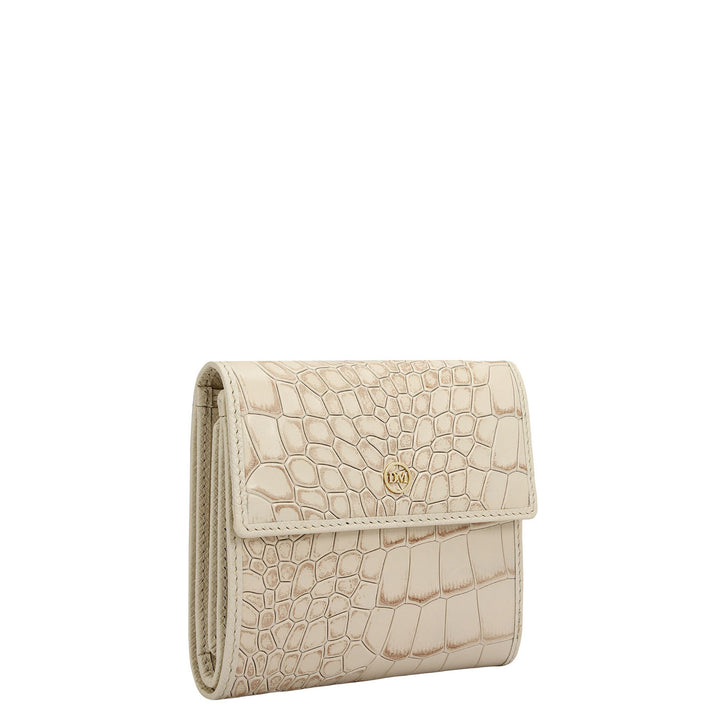 Croco Leather Ladies Wallet - Marshmallow