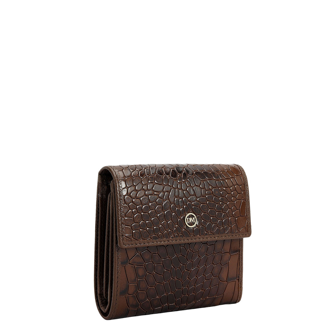 Croco Leather Ladies Wallet - Walnut