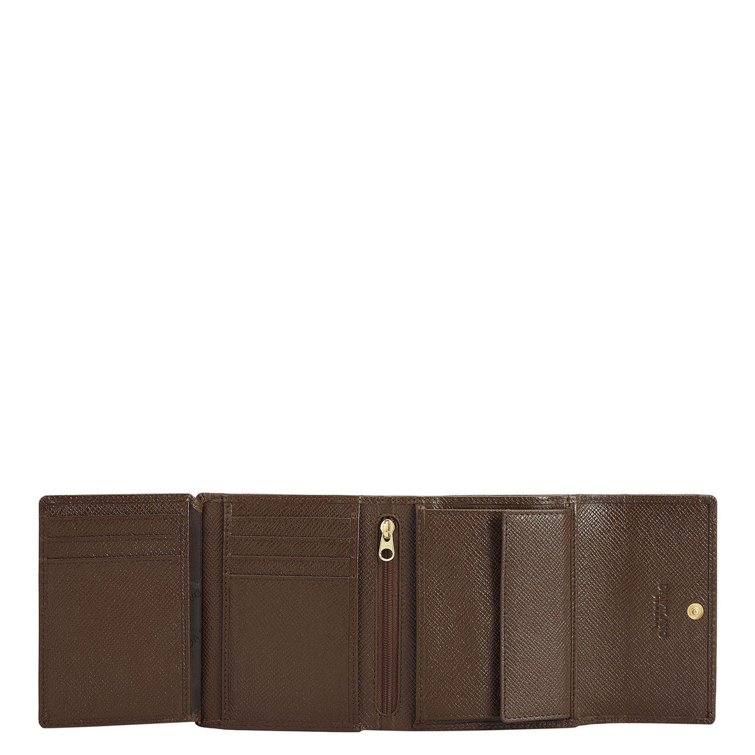 Croco Leather Ladies Wallet - Walnut