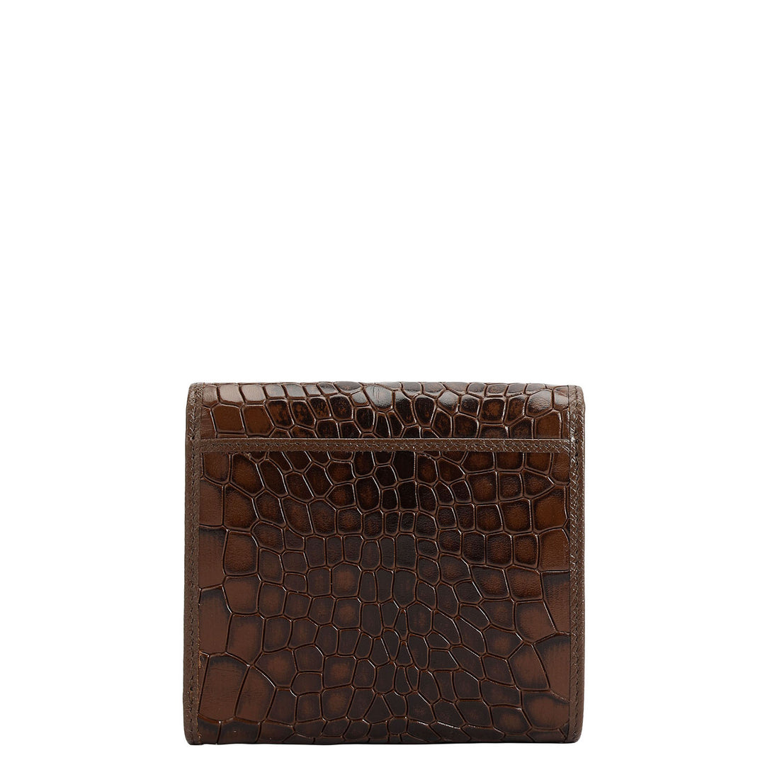 Croco Leather Ladies Wallet - Walnut