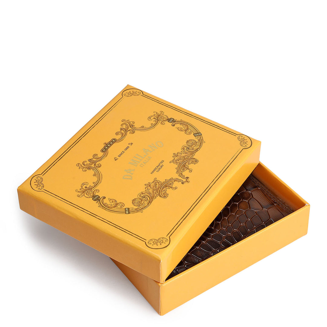 Croco Leather Ladies Wallet - Walnut