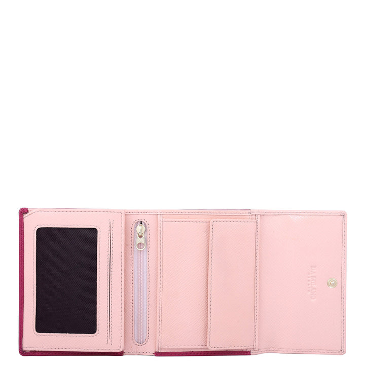 Franzy Leather Ladies Wallet - Plumberry & Peach