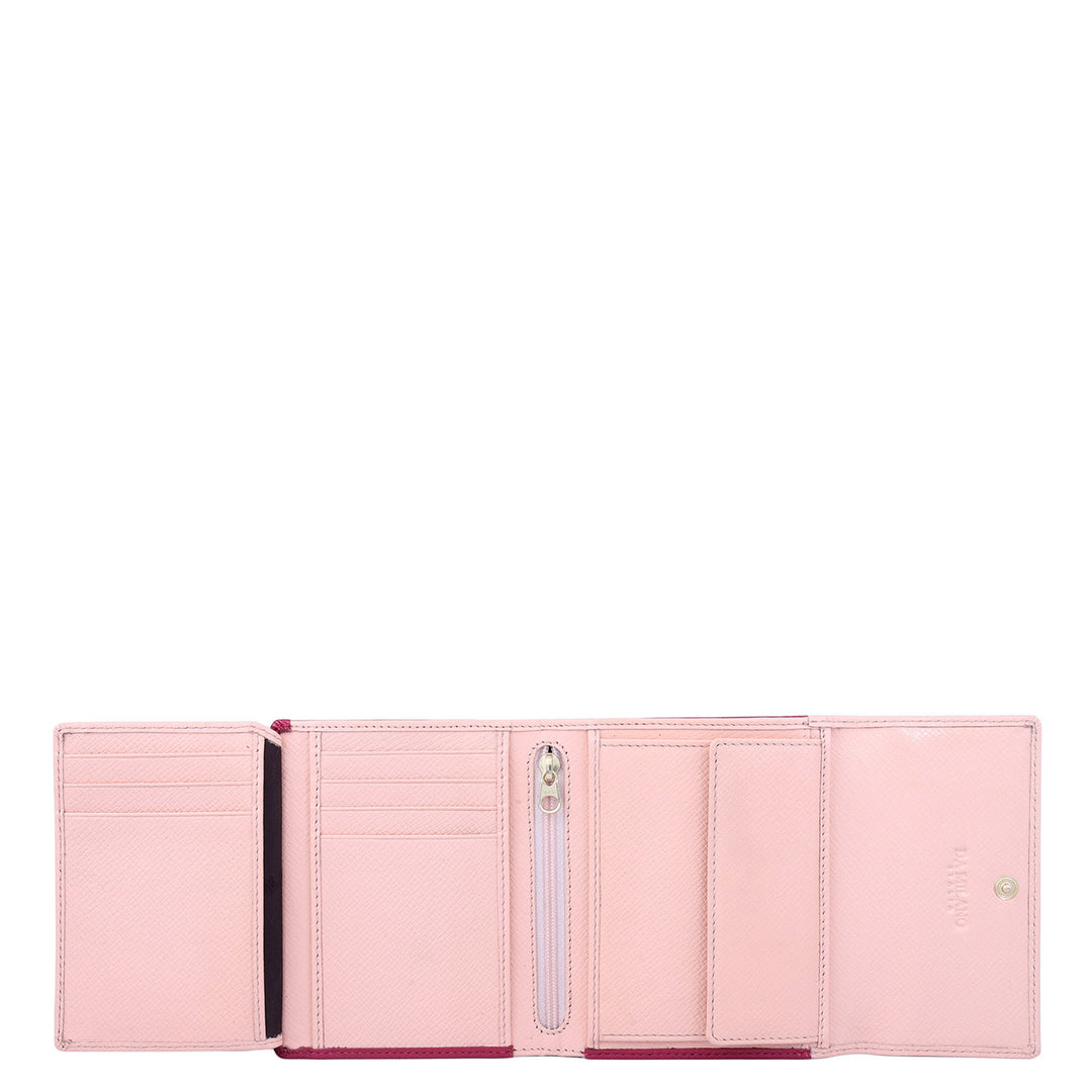 Franzy Leather Ladies Wallet - Plumberry & Peach