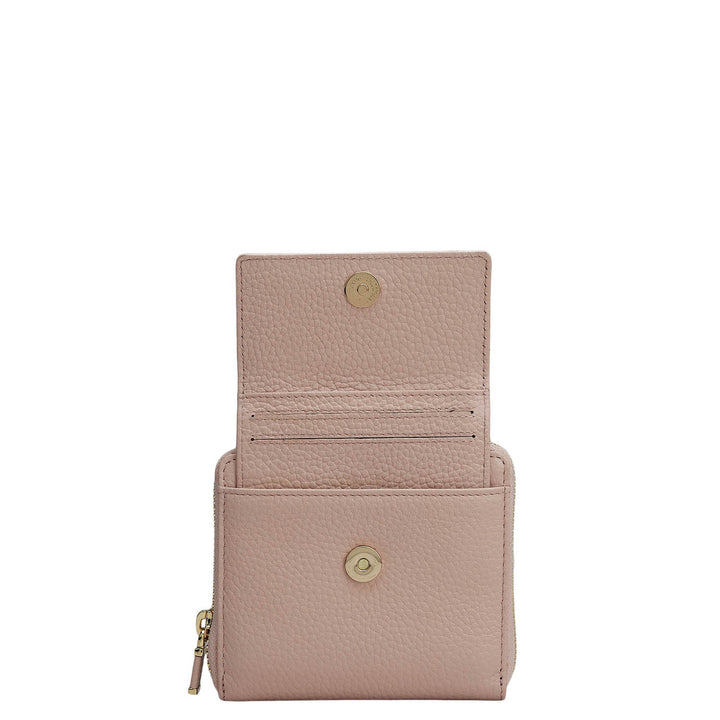 Wax Leather Ladies Wallet - Baby Pink