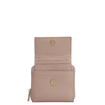 Wax Leather Ladies Wallet - Baby Pink