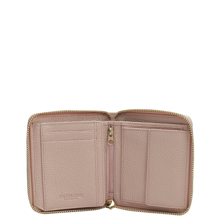 Wax Leather Ladies Wallet - Baby Pink