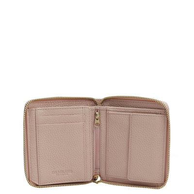 Wax Leather Ladies Wallet - Baby Pink