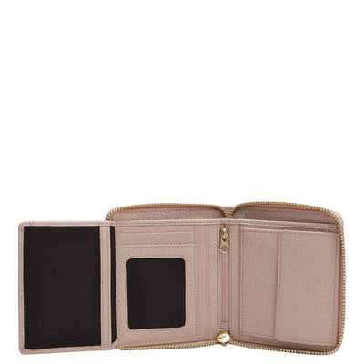 Wax Leather Ladies Wallet - Baby Pink