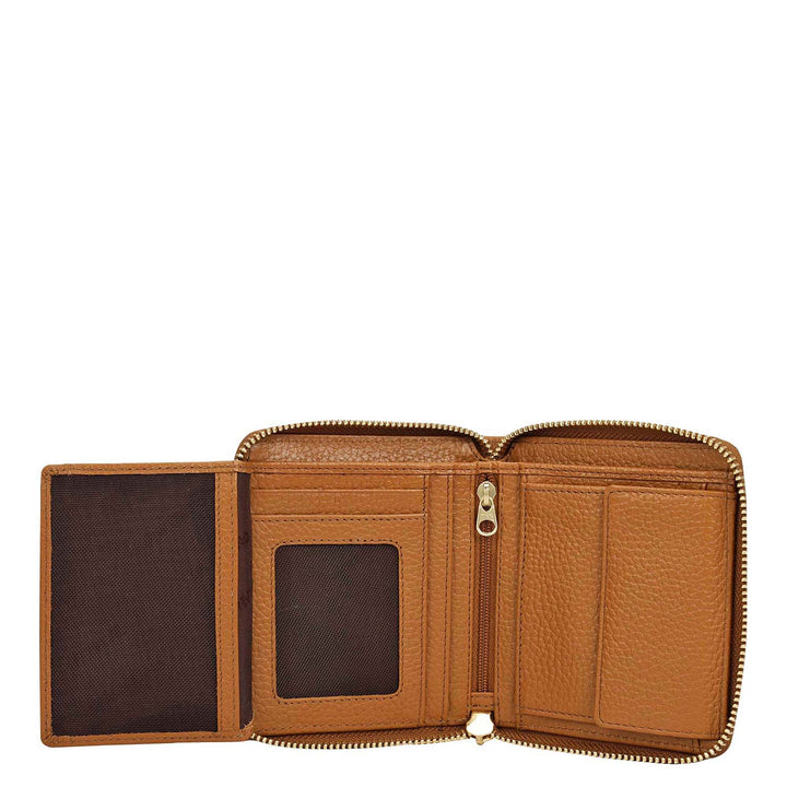 Wax Leather Ladies Wallet - Caramel