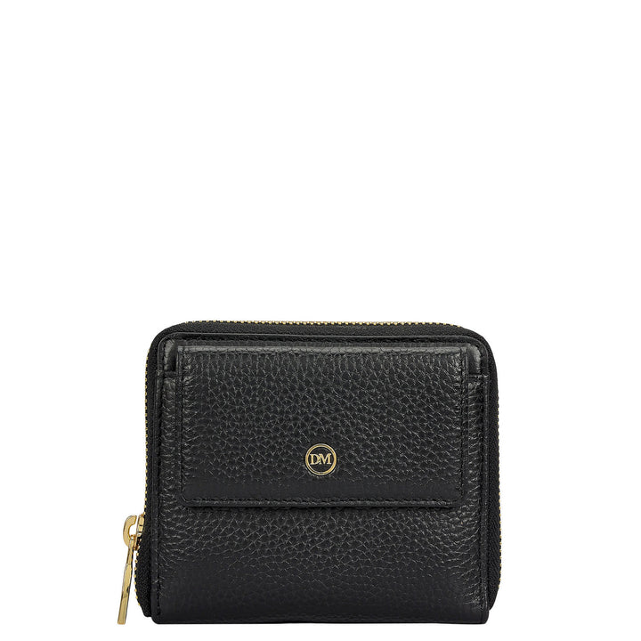 Wax Leather Ladies Wallet - Black