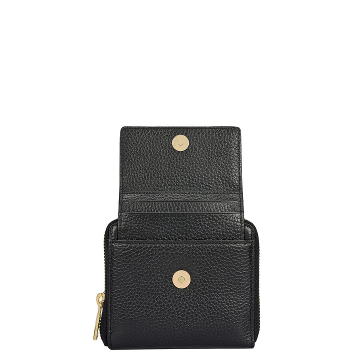 Wax Leather Ladies Wallet - Black