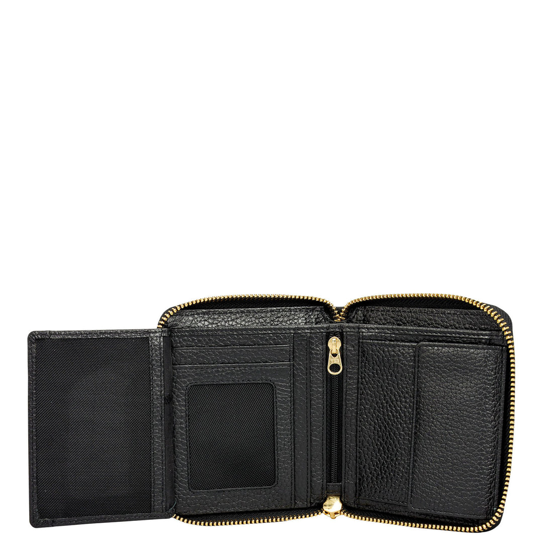 Wax Leather Ladies Wallet - Black