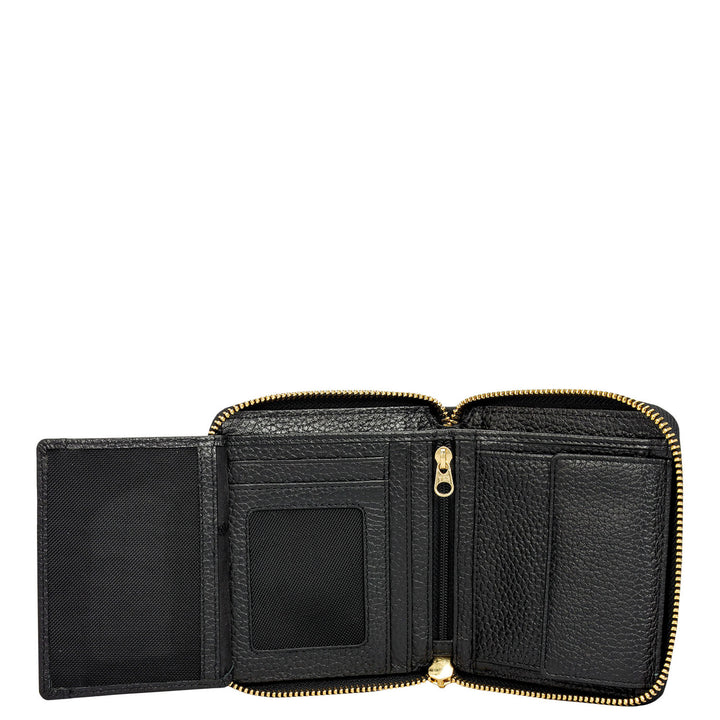 Wax Leather Ladies Wallet - Black