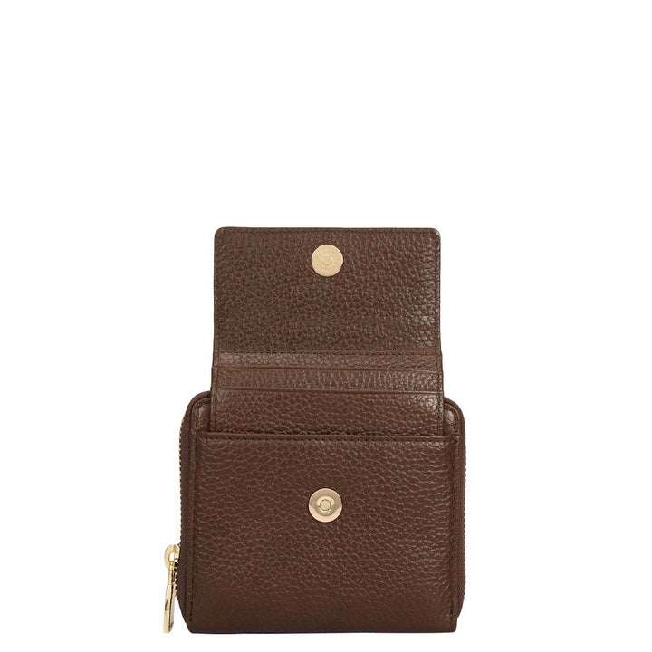 Wax Leather Ladies Wallet - Mocha