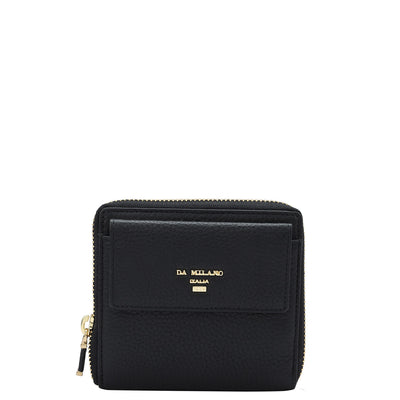 Wax Leather Ladies Wallet - Black