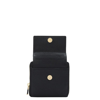 Wax Leather Ladies Wallet - Black