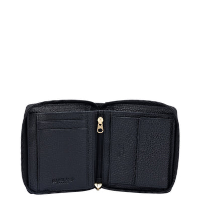 Wax Leather Ladies Wallet - Black