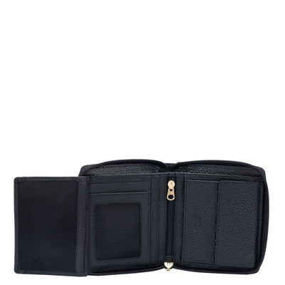 Wax Leather Ladies Wallet - Black