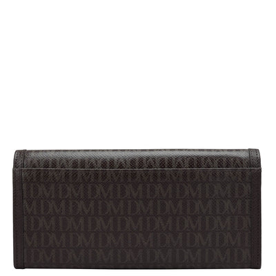 Monogram Leather Ladies Wallet - Chocolate