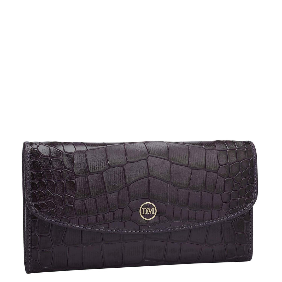 Croco Leather Ladies Wallet - Grapevine