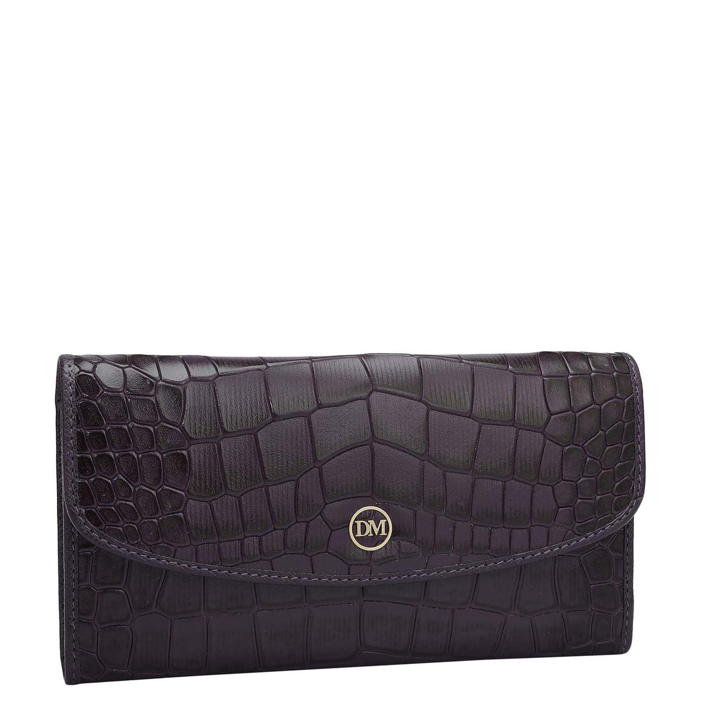 Croco Leather Ladies Wallet - Grapevine