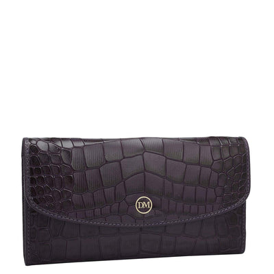 Croco Leather Ladies Wallet - Grapevine