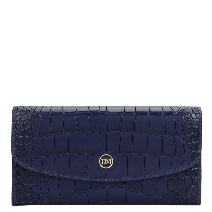 Croco Leather Ladies Wallet - Ink Blue