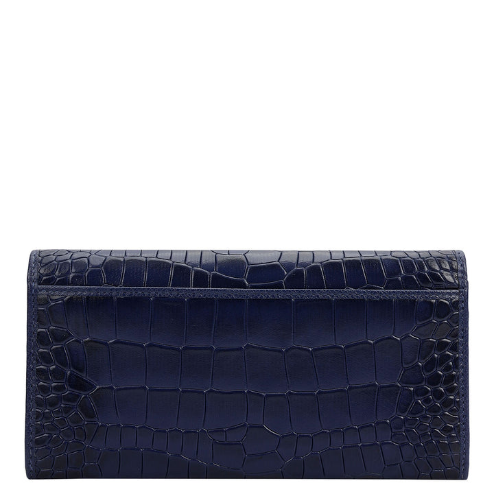 Croco Leather Ladies Wallet - Ink Blue