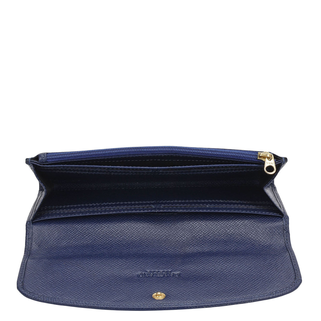 Croco Leather Ladies Wallet - Ink Blue