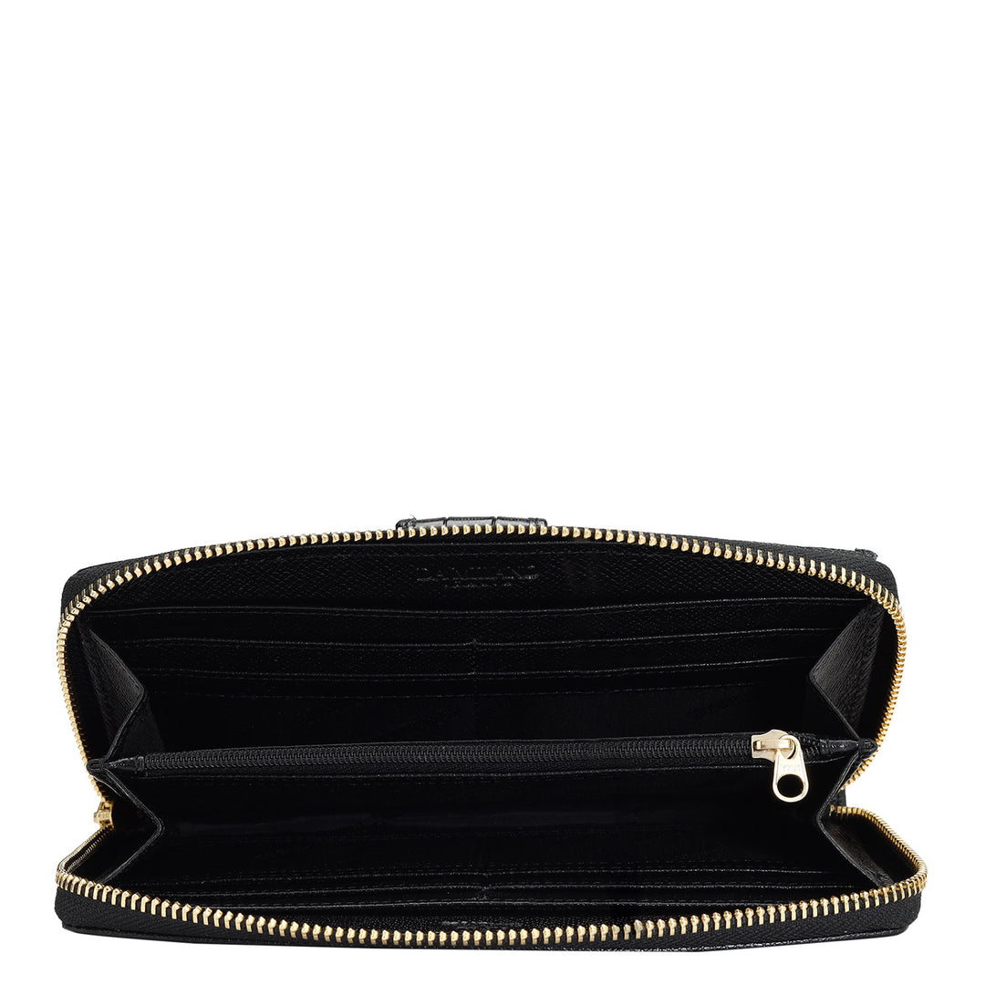 Croco Leather Ladies Wallet - Black