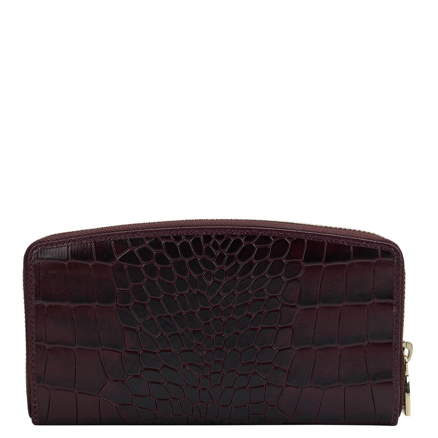 Croco Leather Ladies Wallet - Wine