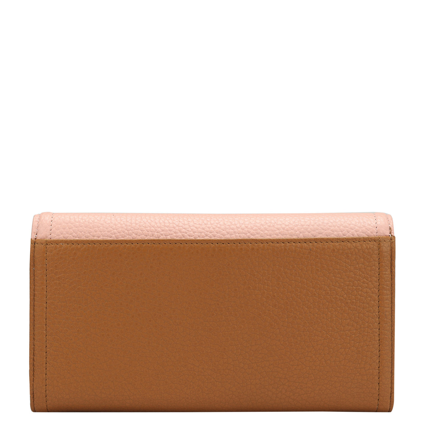 Wax Leather Ladies Wallet - Baby Pink & Tan
