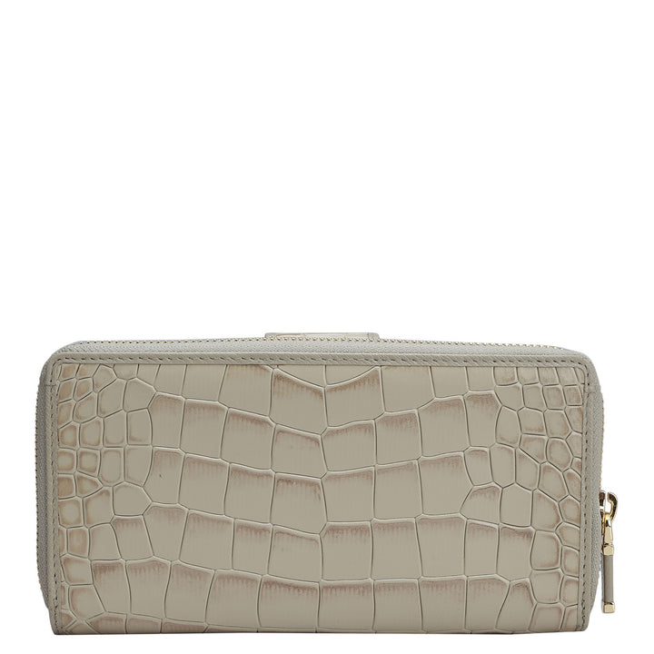 Croco Leather Ladies Wallet - Frost
