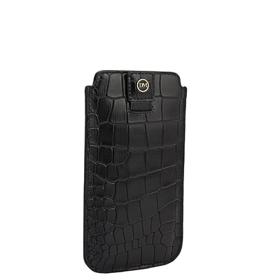 Croco Leather Mobile Case - Black