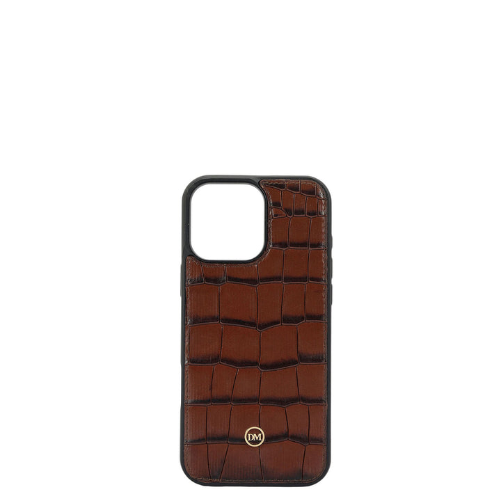 Croco Leather Mobile Case - Brown