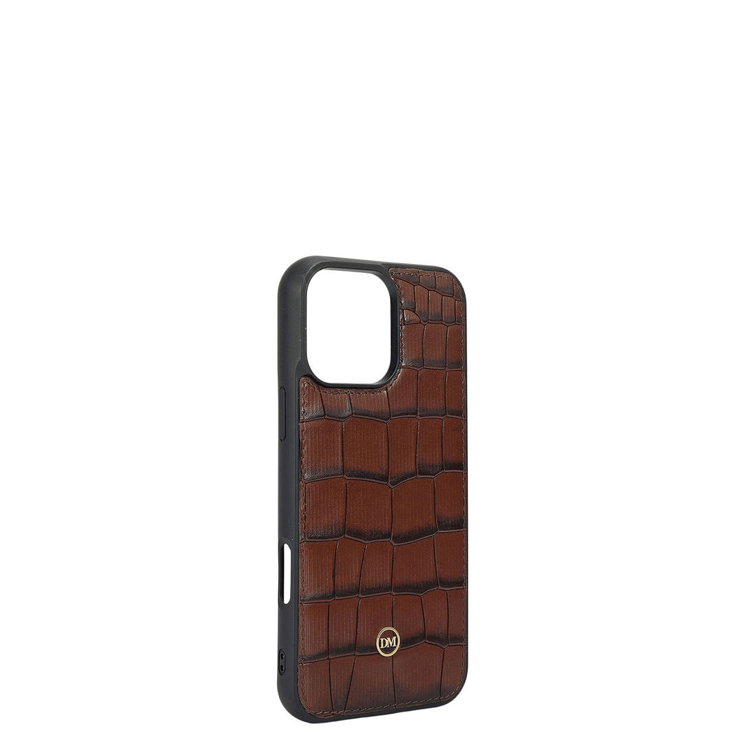 Croco Leather Mobile Case - Brown