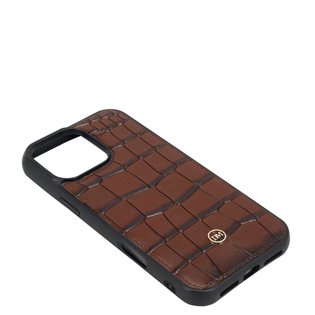 Croco Leather Mobile Case - Brown