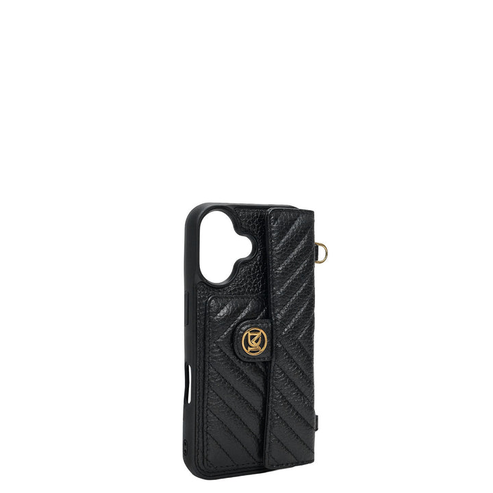 Quilting Leather Mobile Case (Iphone 16) - Black