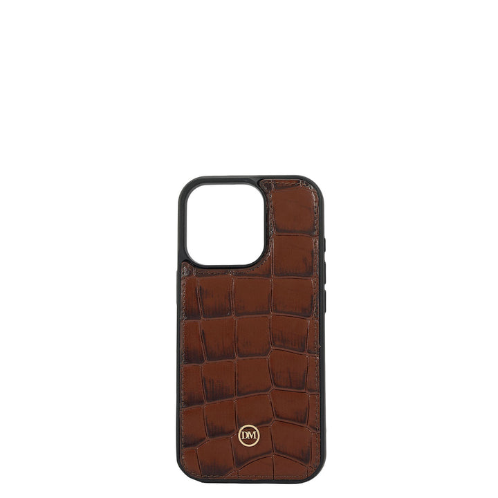 Croco Leather Mobile Case - I phone 16 Pro - Brown