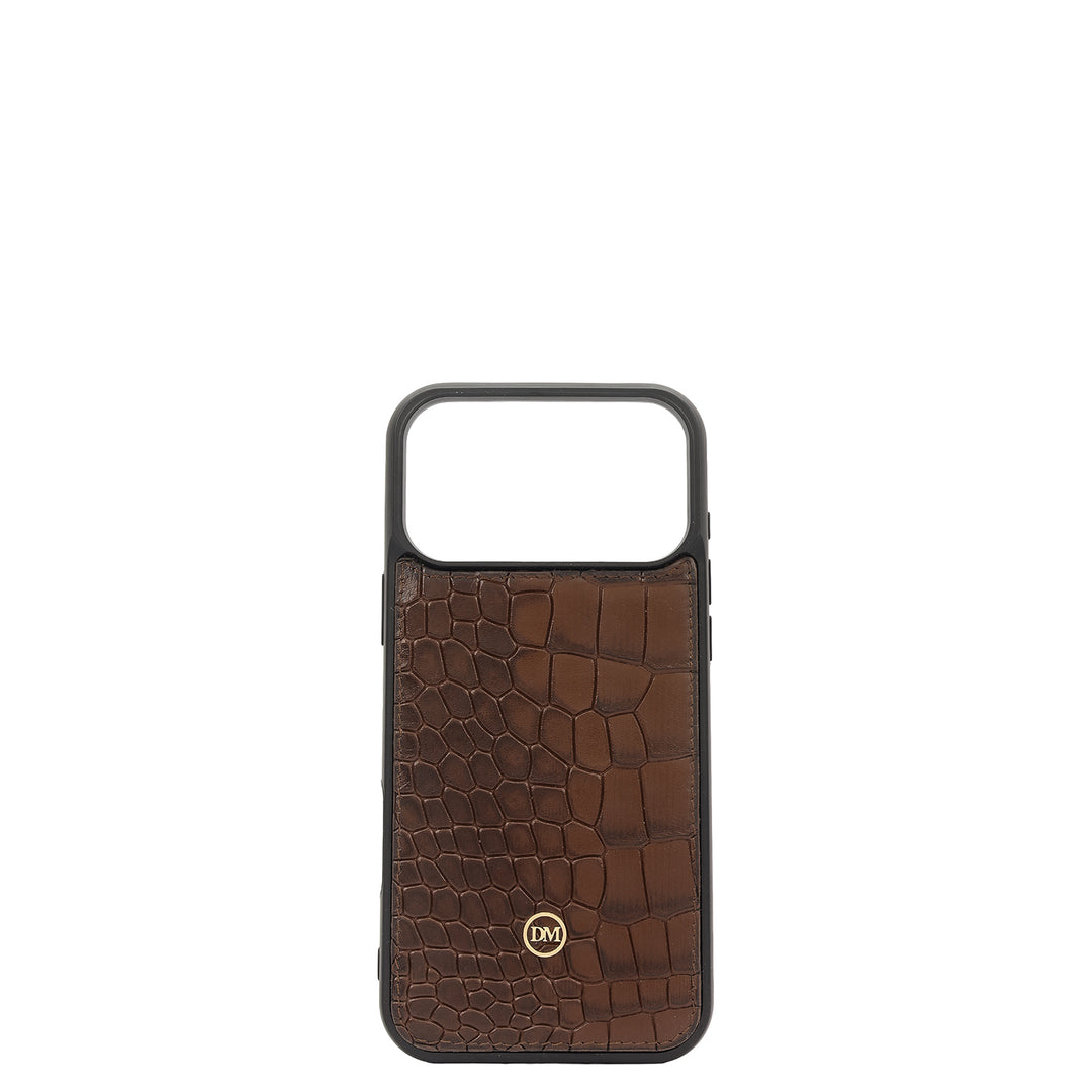 Croco Leather Mobile Case - Walnut