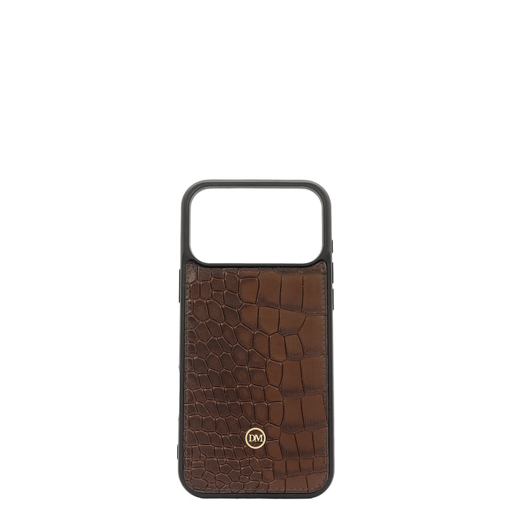 Croco Leather Mobile Case - Walnut