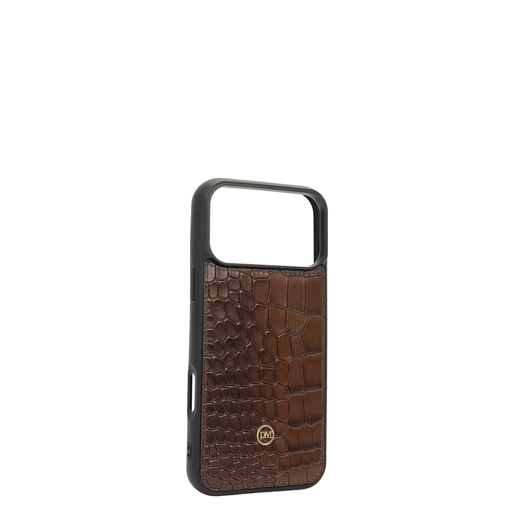 Croco Leather Mobile Case - Walnut