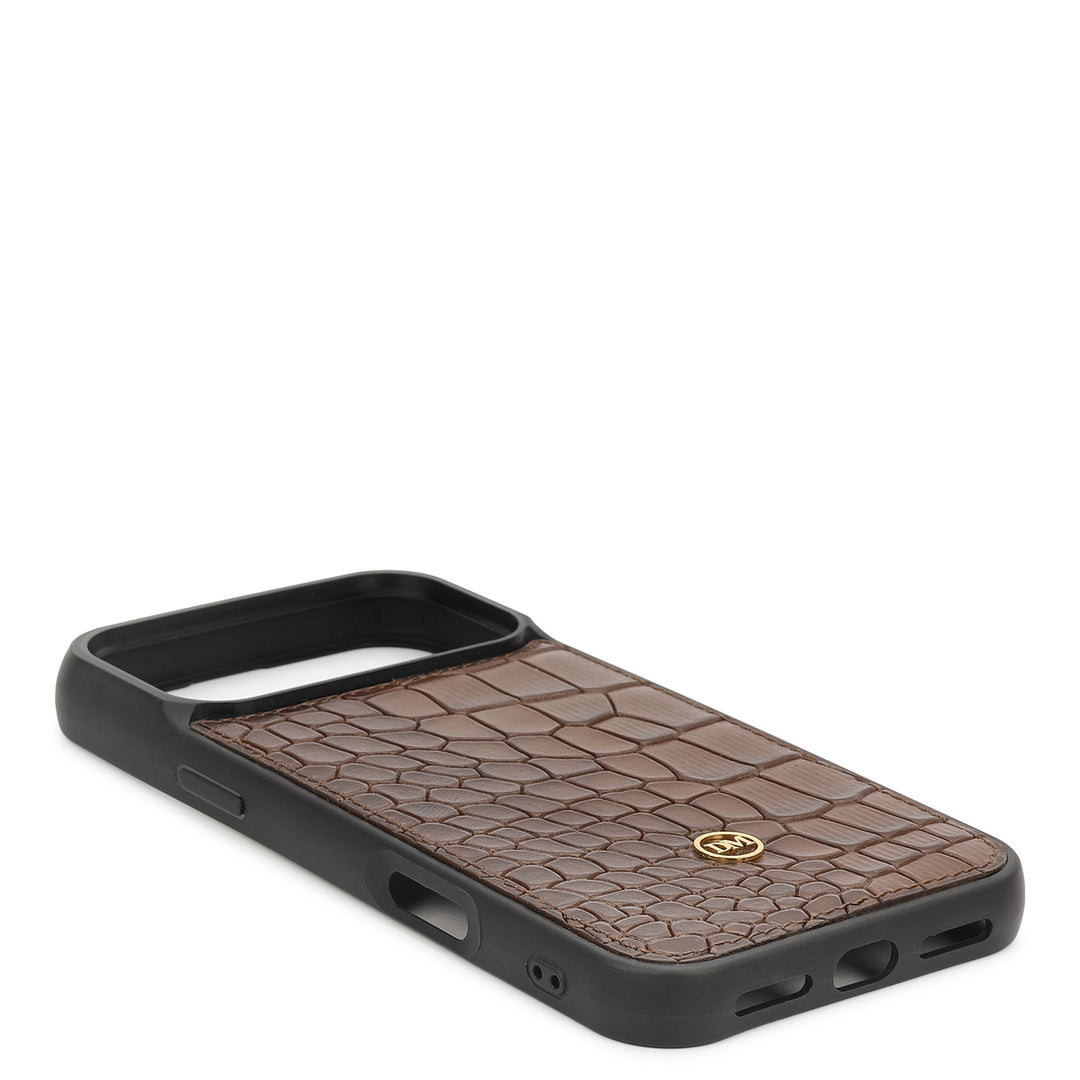 Croco Leather Mobile Case - Walnut