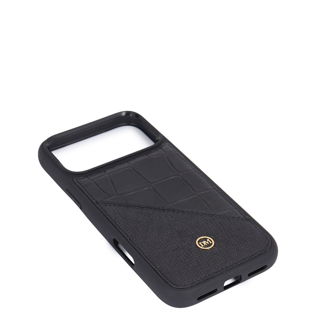 Croco-Texture Mobile Case (iPhone 17 Pro Max) - Black