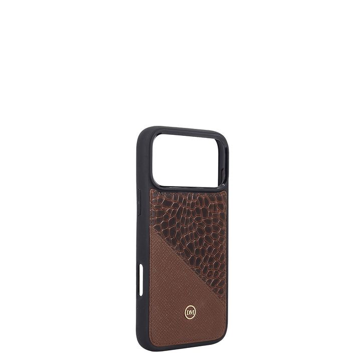 Croco-Texture Mobile Case (iPhone 17 Pro Max) - Walnut
