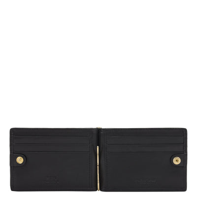 6 Slots Leather Money Clip - Black