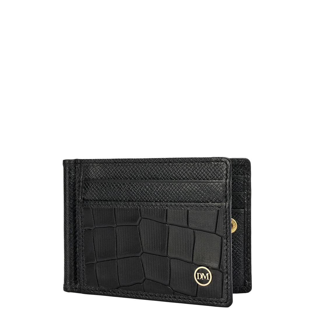 Croco Franzy Leather Money Clip - Black
