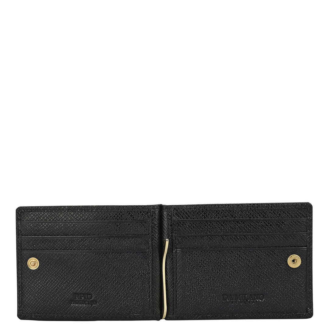 Croco Franzy Leather Money Clip - Black