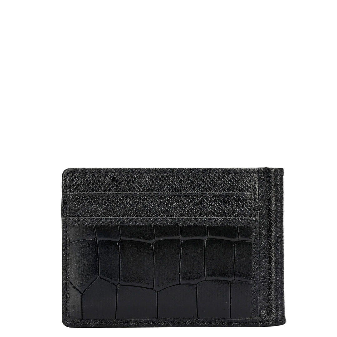 Croco Franzy Leather Money Clip - Black
